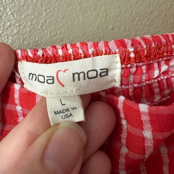 Moa Moa Red Plaid Puff Sleeve Blouse - Picture 2 of 3